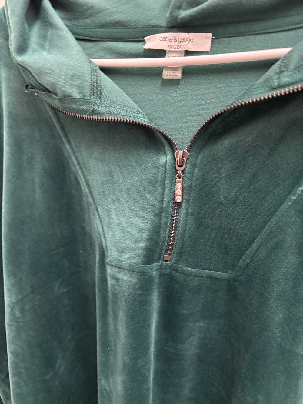 Cable & Gauge Teal Velour Half-Zip Hoodie and pants - Picture 3 of 6